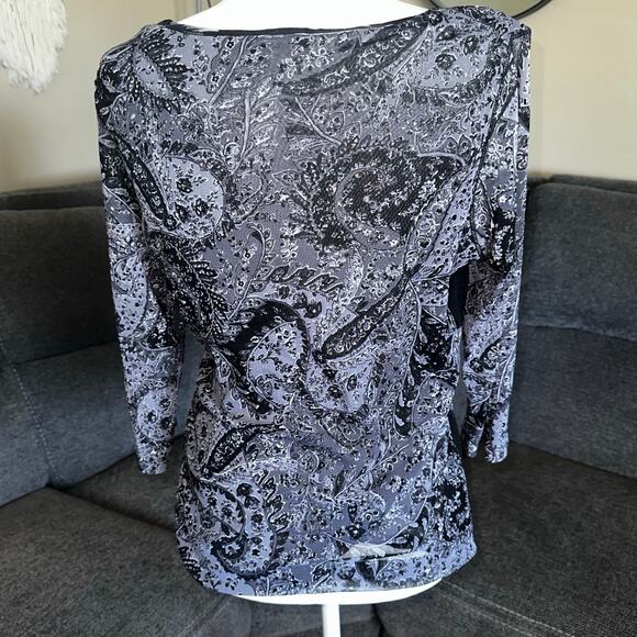 Coldwater Creek Shirt W goth core 3/4 Sleeve Sheer  Lined Blouse - Picture 4 of 4